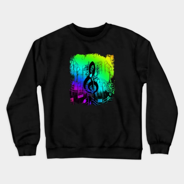 Music Notes and Treble Clef Crewneck Sweatshirt by Mindseye222